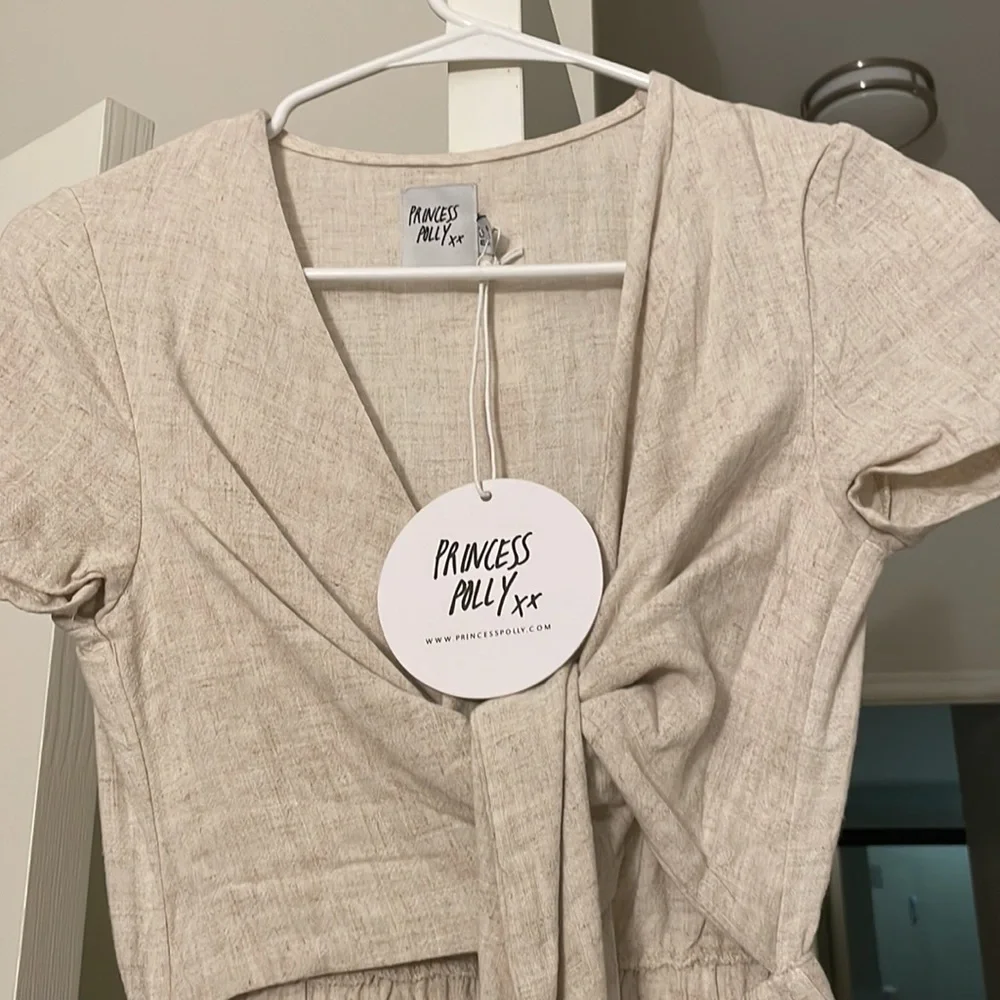 Princess Polly Ragnar Tie Front Romper Beige - Picture 8 of 15